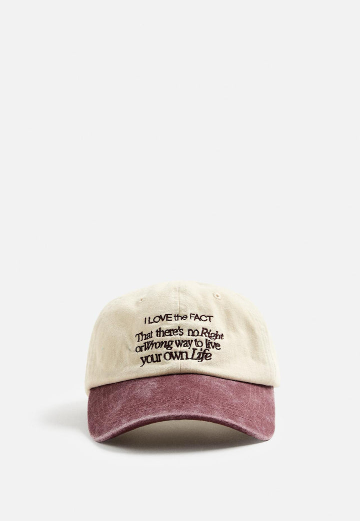 ZARA CAP WITH CONTRAST EMBROIDERY BURGUNDY