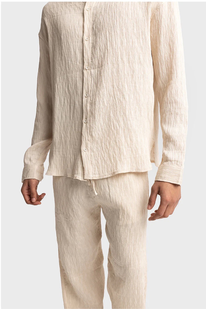 Giesto creased long sleeve shirt in off white