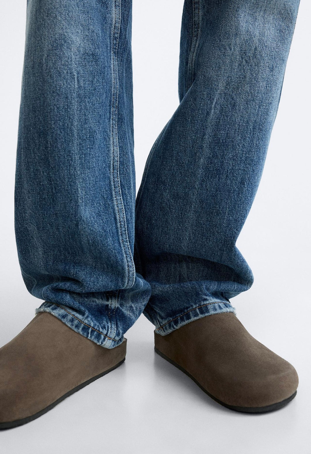 ZARA MINIMALIST SPLIT SUEDE CLOGS GREY