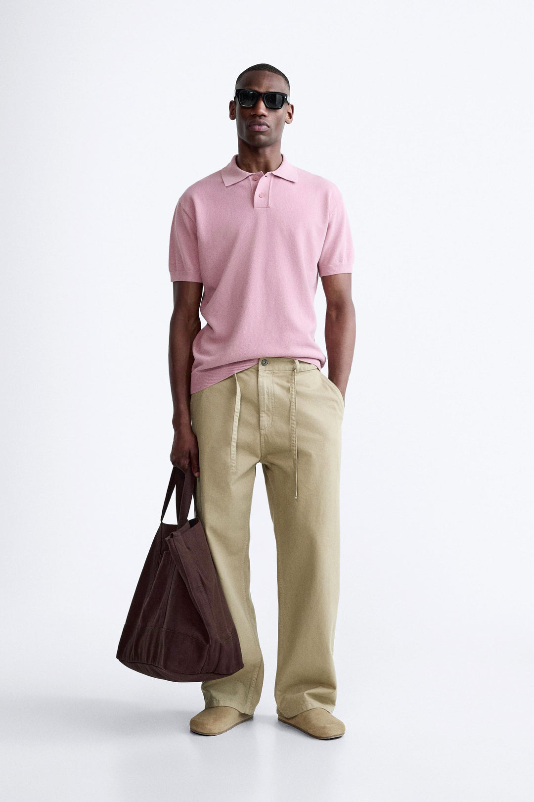 Garm Island Basic Knit Polo in Pink