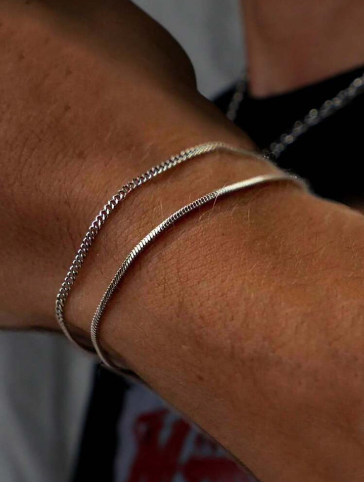 2pcs Cool & Trendy Men Link Double-Layered Bracelet