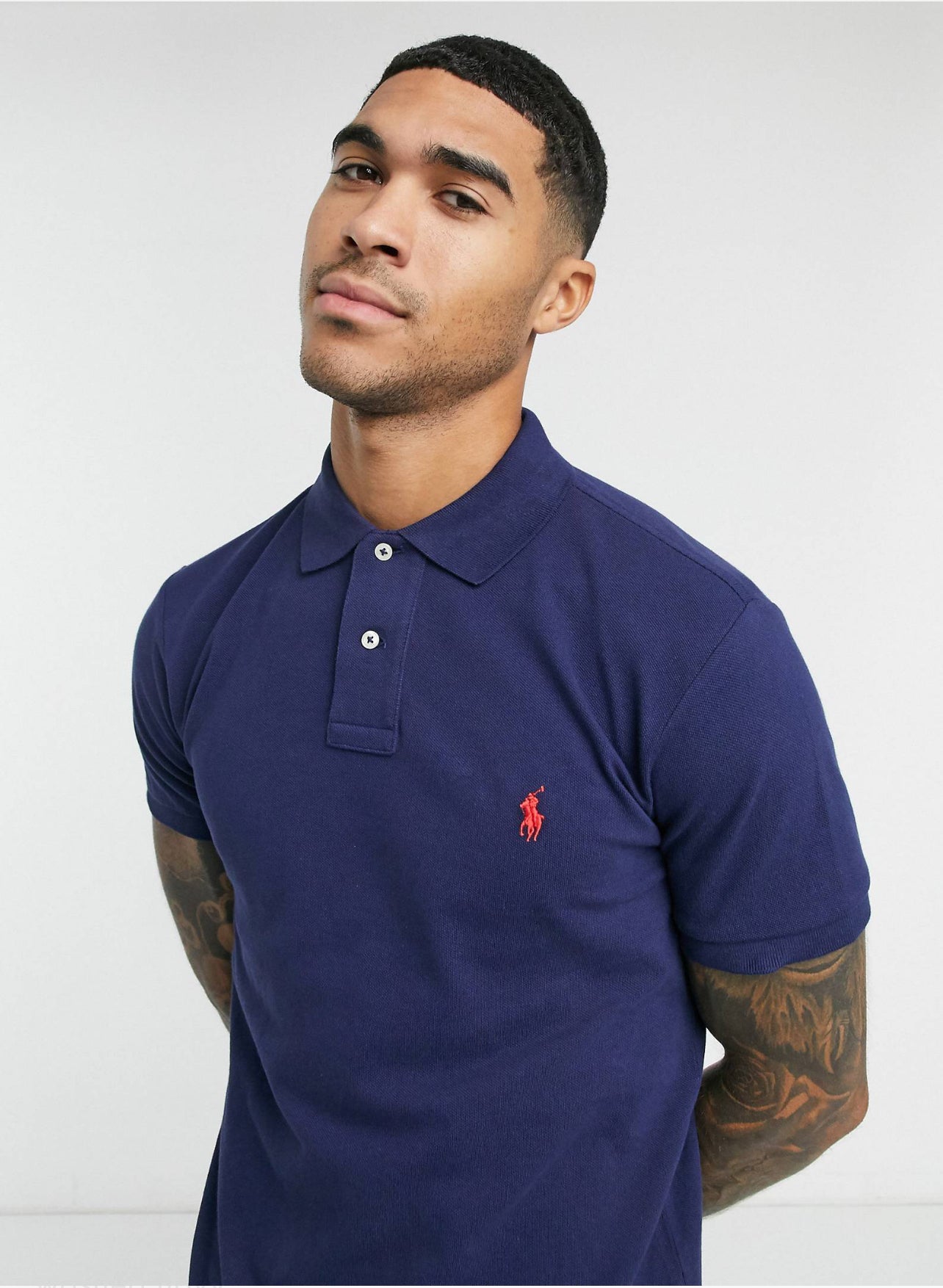 blue and red ralph lauren polo shirt