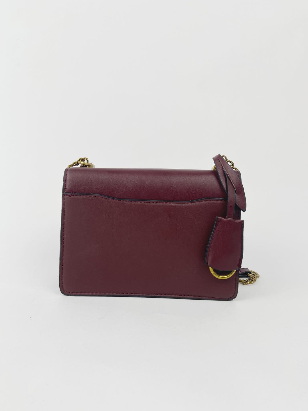 Mini coated canvas chain purse in burgundy