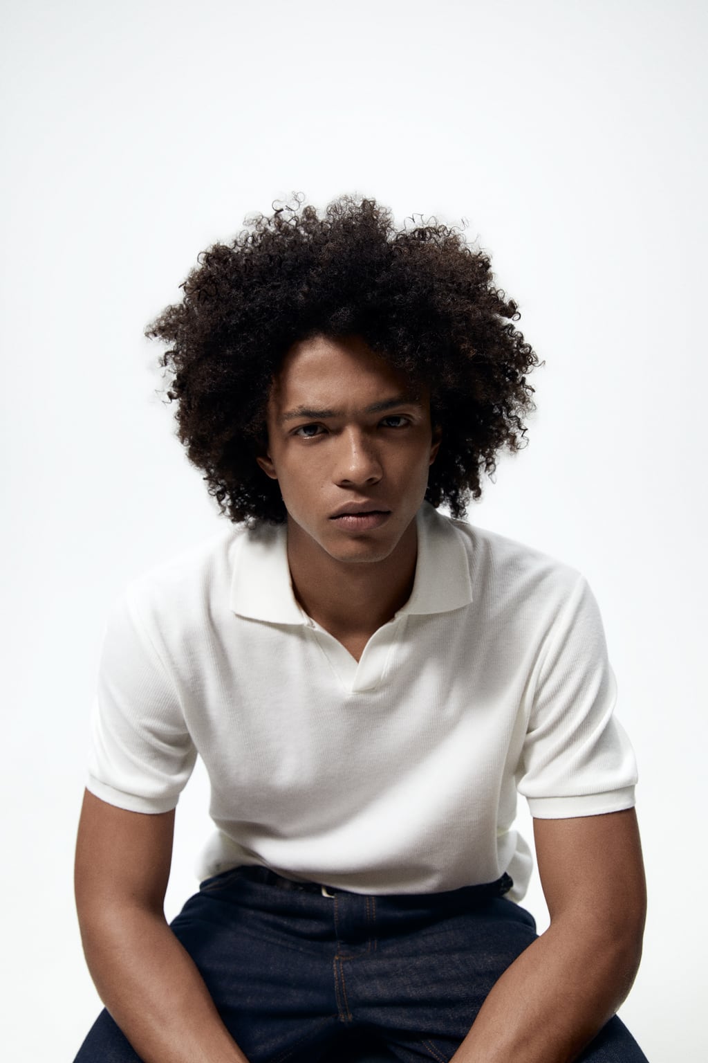 Garm Island Textured Knit Polo Shirt in White