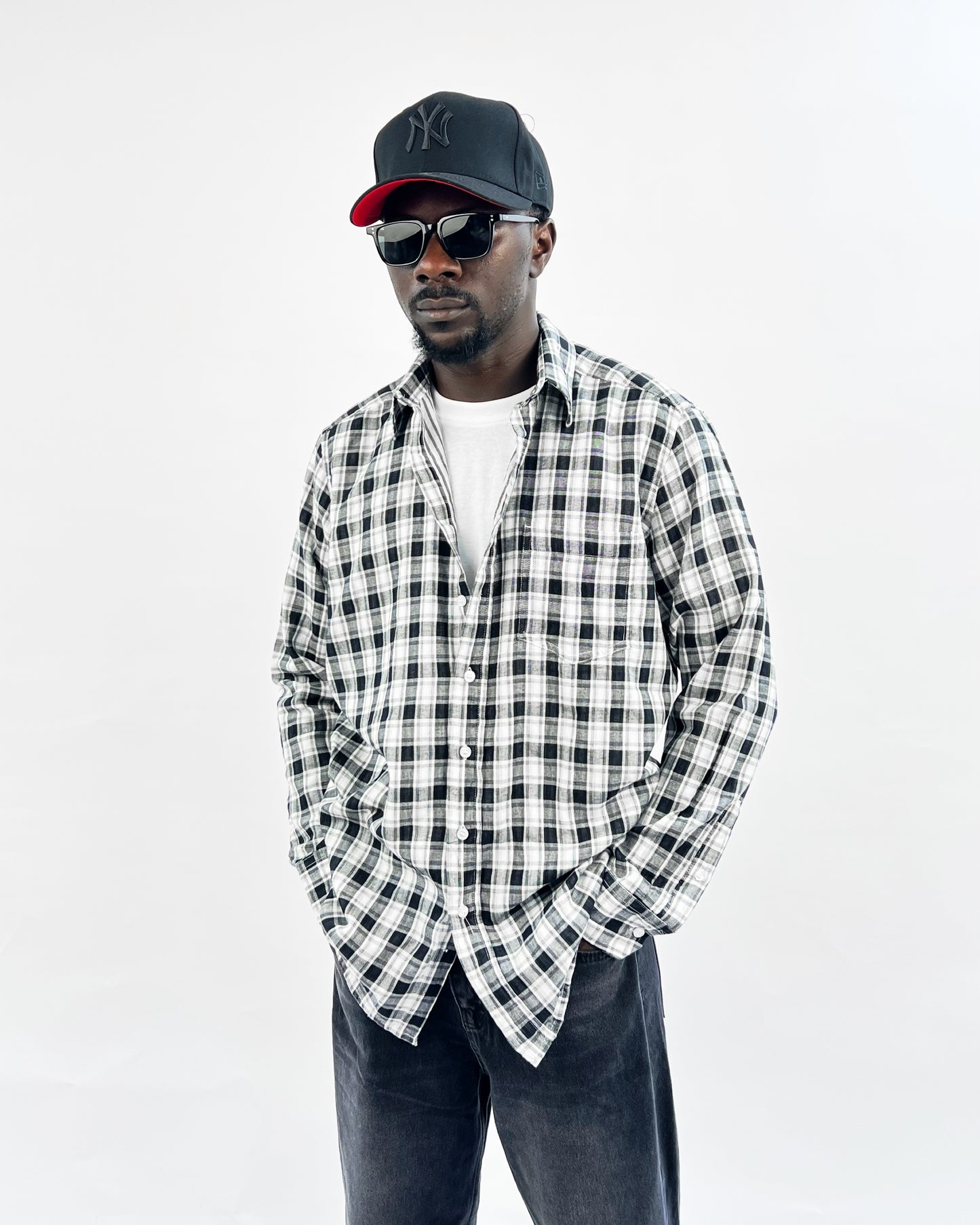 Atrium men’s plaid shirt in black and white Garmisland