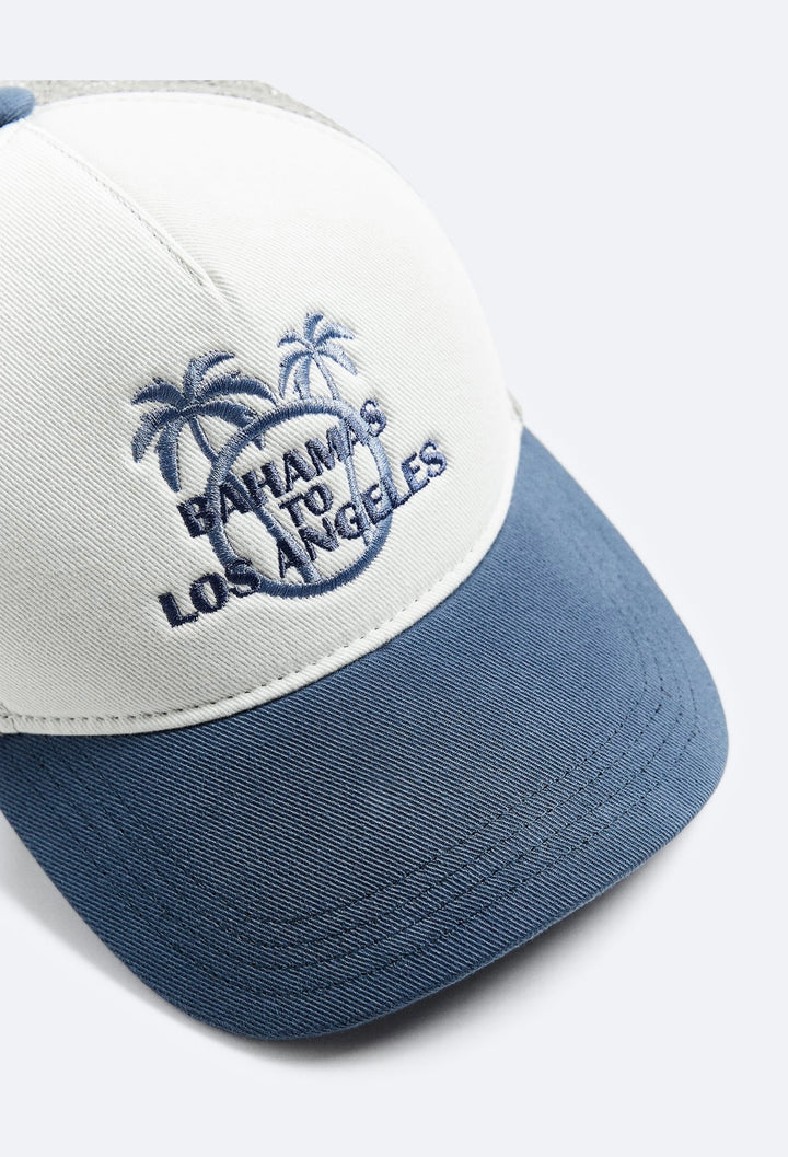 ZARA CAP WITH CONTRAST EMBROIDERY BLUE GREY