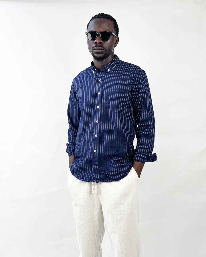 Pinstripe Oxford Striped shirt in dark blue