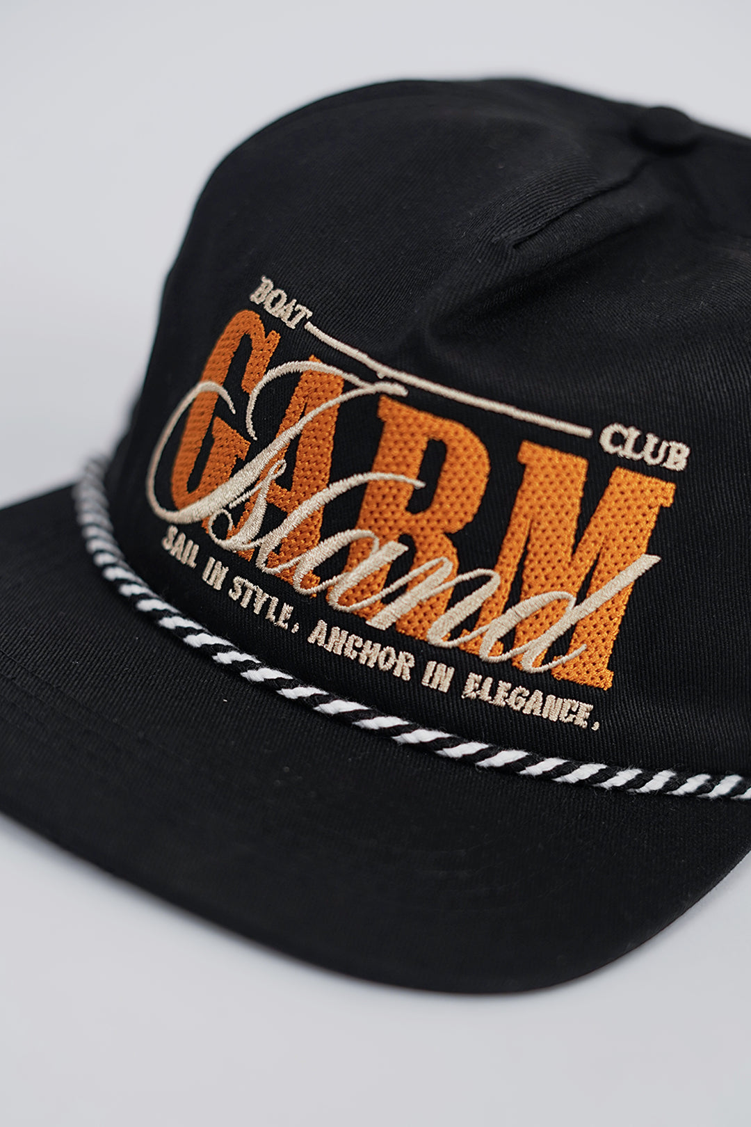 Garm Island Boat Club Captain Panel Cap in Black
