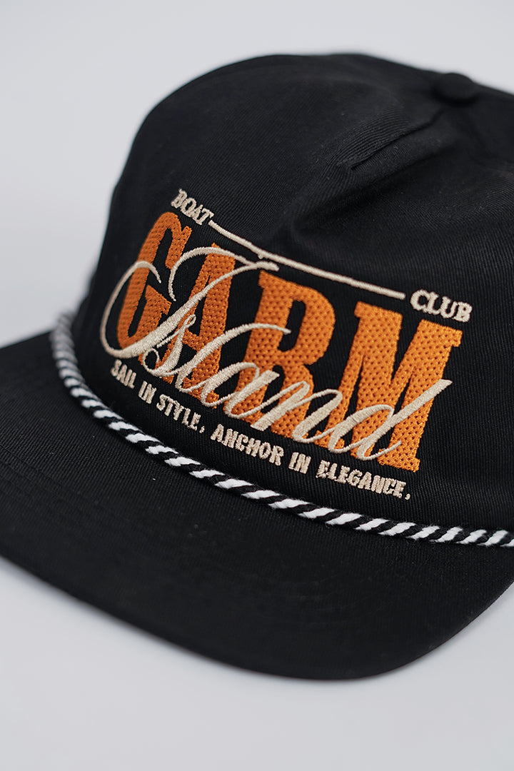 Garm Island Boat Club Captain Panel Cap in Black