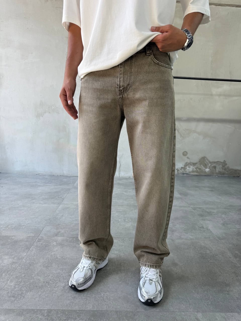 Difransel baggy fit jeans in Khaki