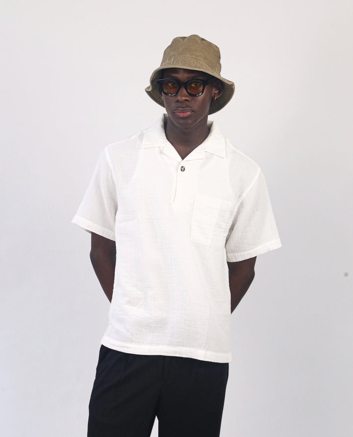 GIESTO spring short sleeve shirt in white