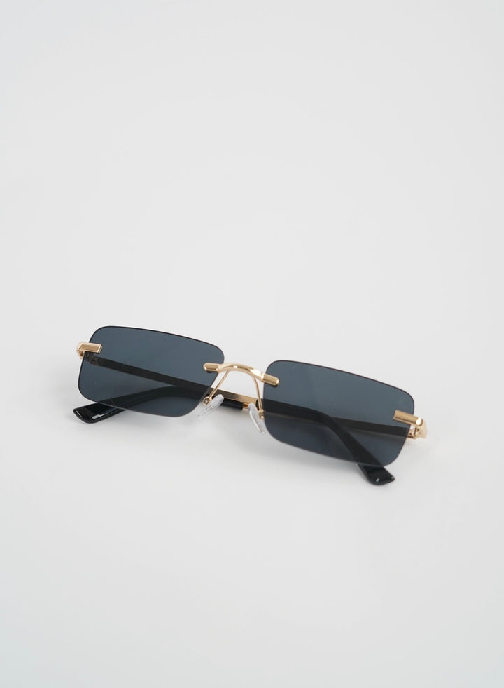 Rectangular Panthere sun glasses rimless in blue
