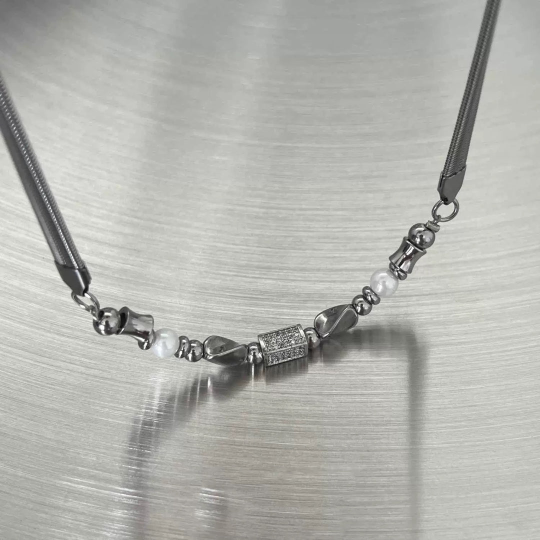 Spring coil charmed necklace