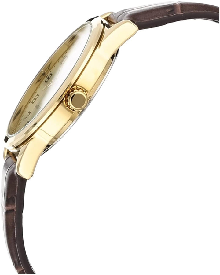 Casio MTP- V001 GL-9B leather strap watch in gold