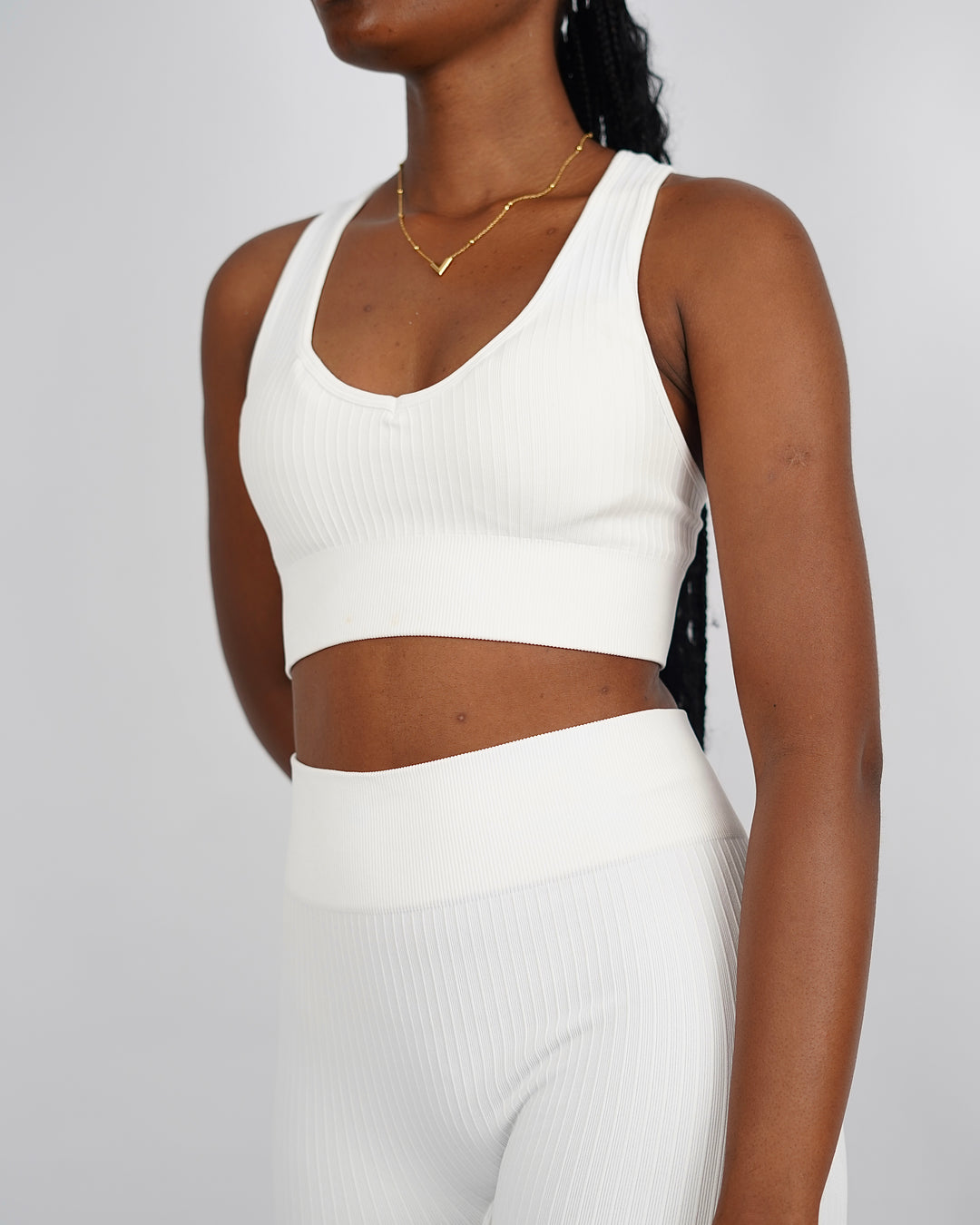 Garm Island Seamless Ribbed Sports Bra in white