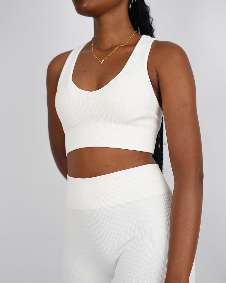 Garm Island Seamless Ribbed Sports Bra in white
