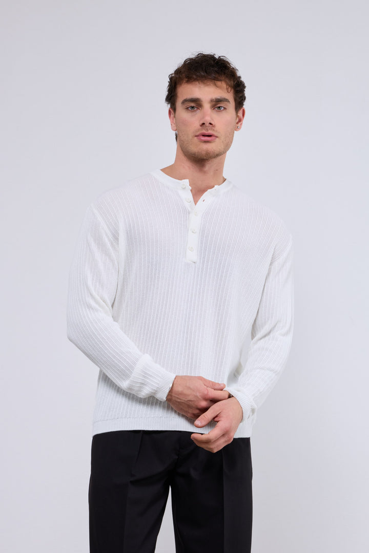 2512 Henley Sweatshirt in White