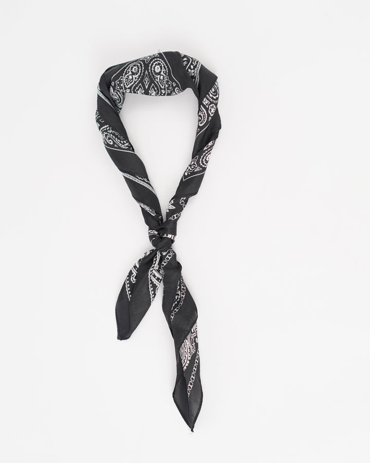 Paisley Print Silk Scarf in Black/White