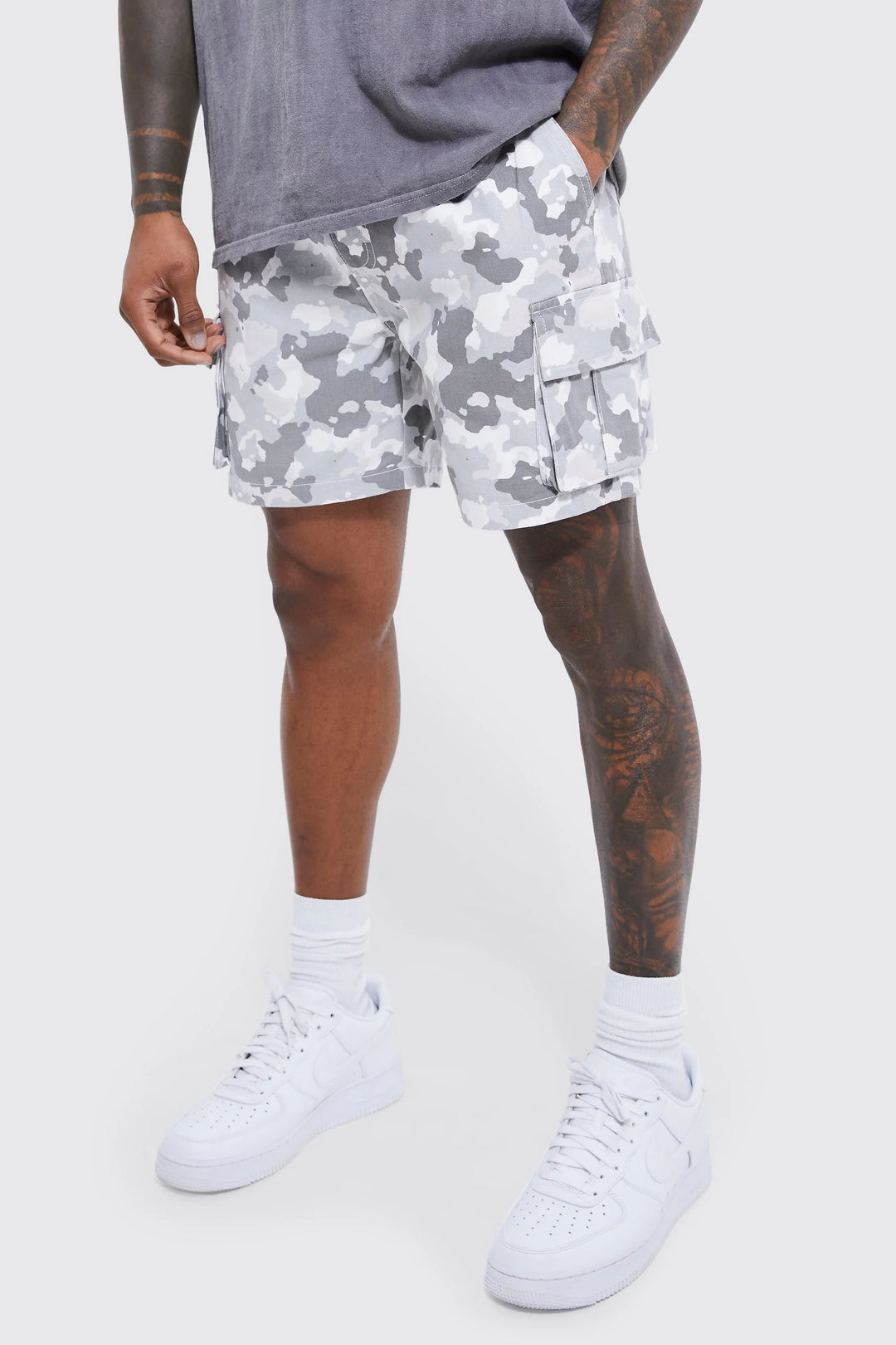 ELASTIC WAIST COMFORT BUNGEE CAMO CARGO