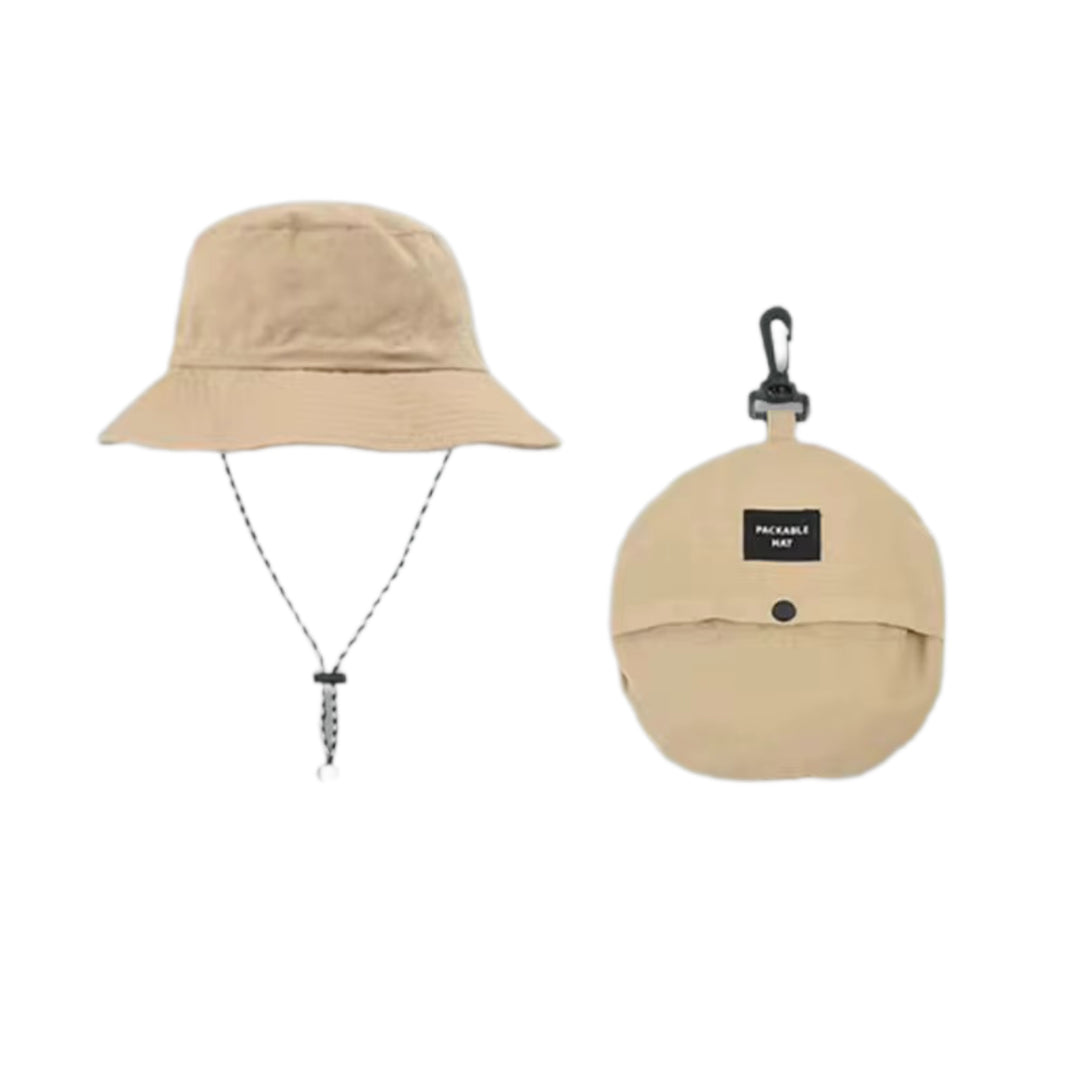 Multifunctional foldable bucket hat in beige