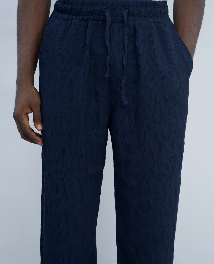 Giesto Tall Creased Linen pants in navy