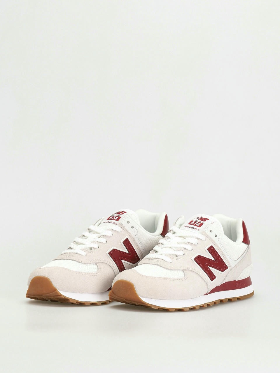 New balance 574 trainers in off white and burgundy