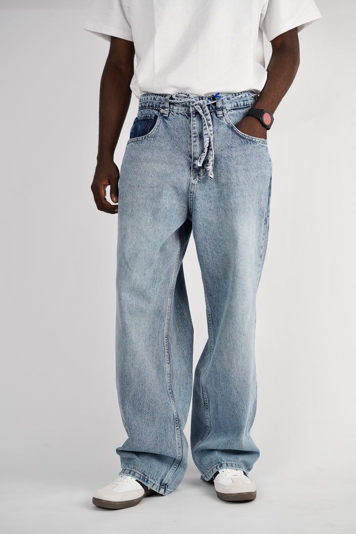 GIESTO BAGGY BELT JEANS DARK BLUE