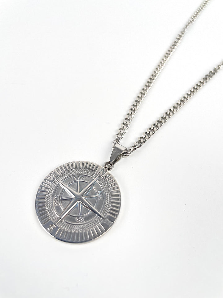 Garm Island Compass Necklace in Silver