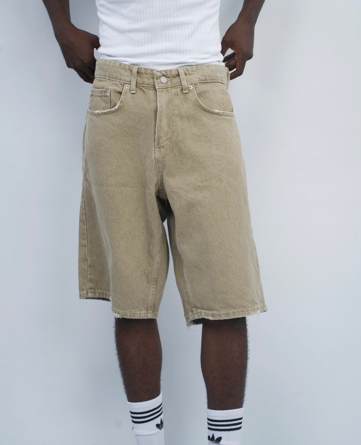 GIESTO denim shorts in khaki