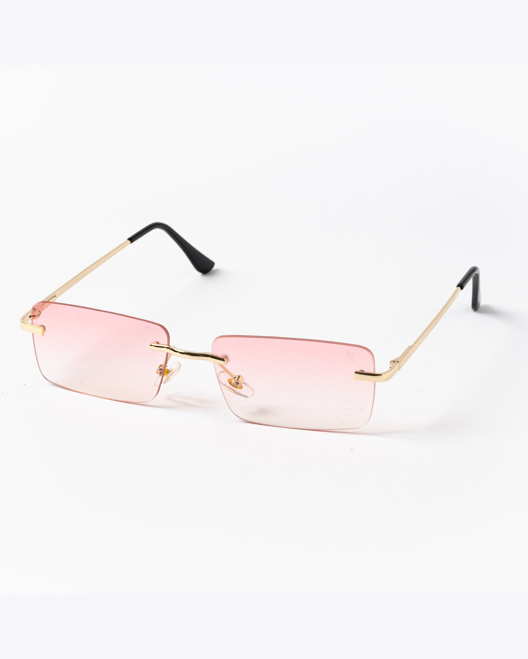 Rectangular Panthere sun glasses rimless in pink – Garmisland