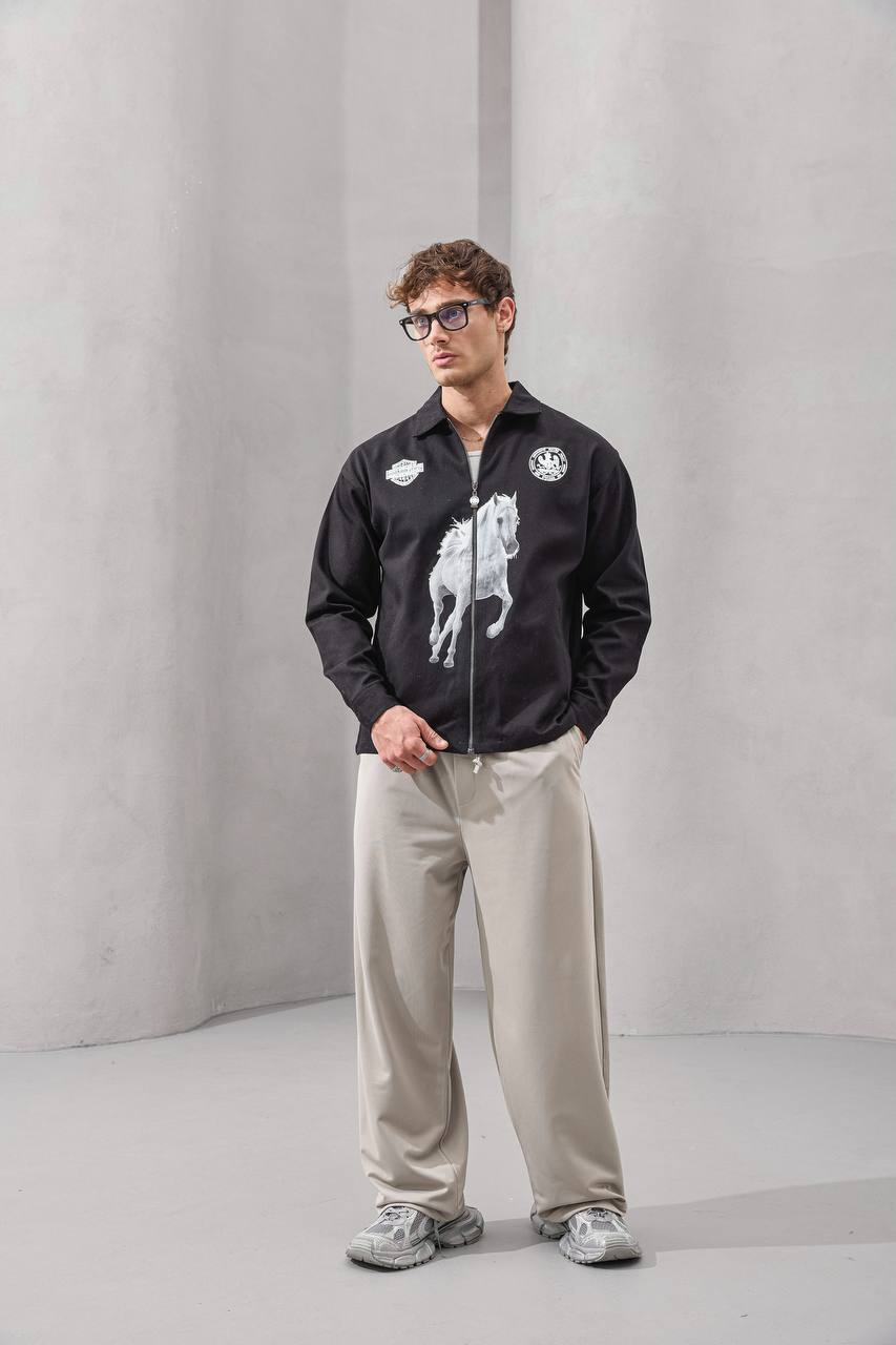 2morrow Zip Along Colt Print Jacket in Black