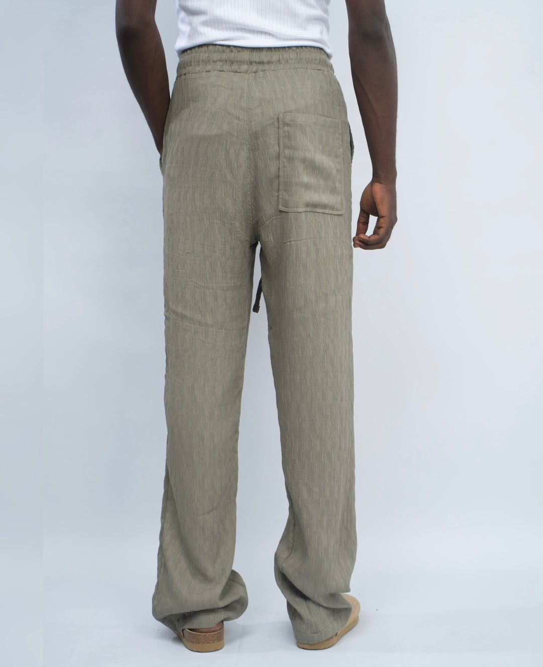 Giesto Tall Creased Linen pants in green