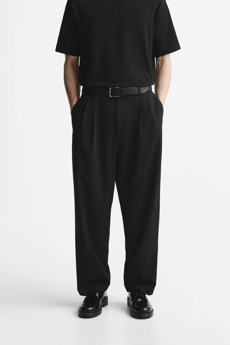 GIESTO pleated trousers in black