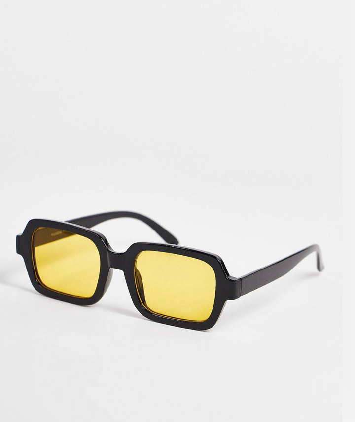 Acetate wide frame sun glasses with yellow lens