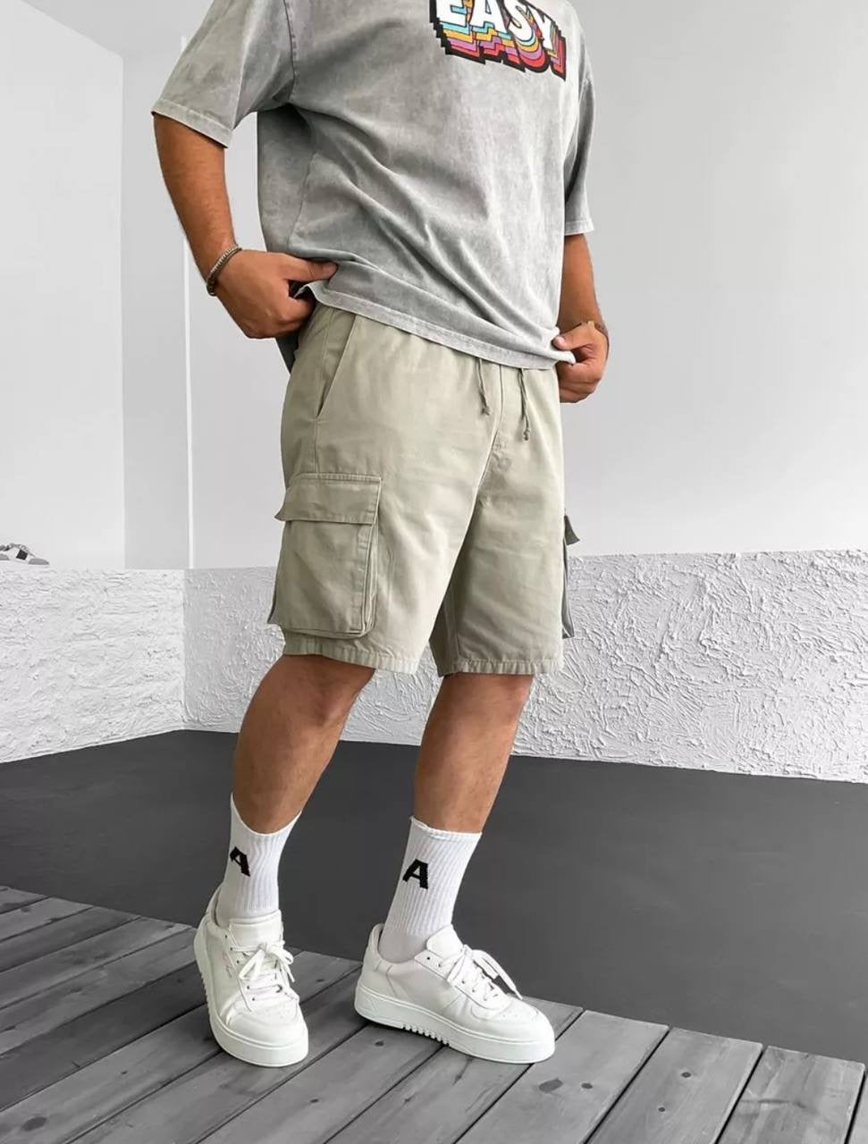 Difransel cargo shorts in sage green