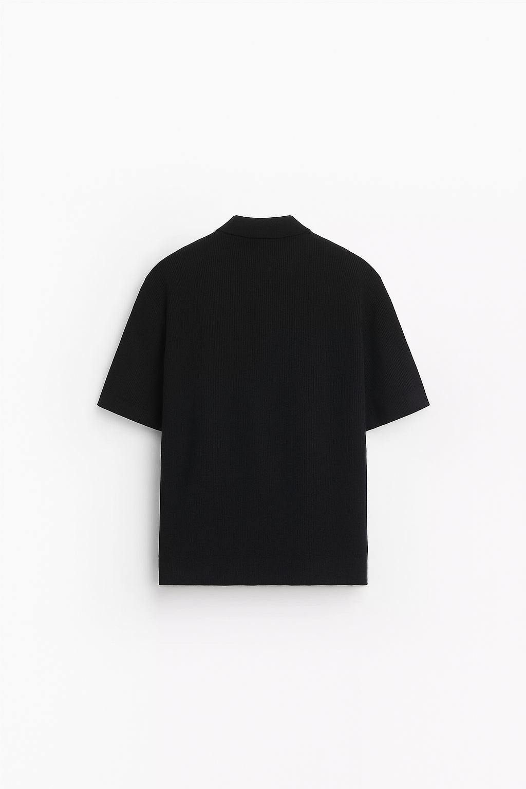 Garm Island Half Zip Textured Knit Polo in Black