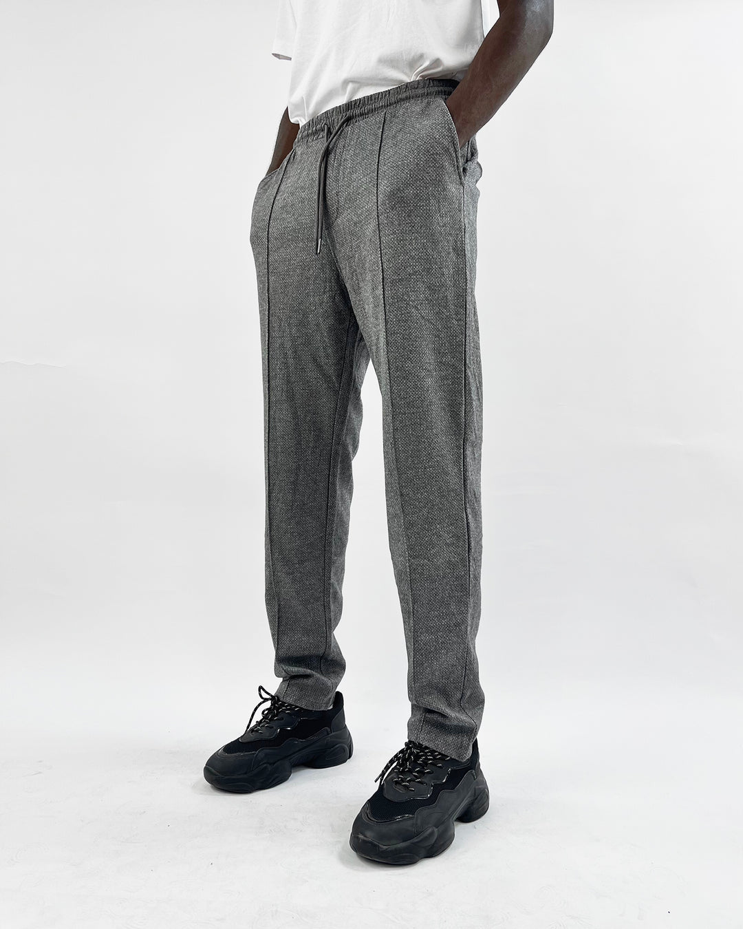 Royal Class pinstripe jogger trousers in gray