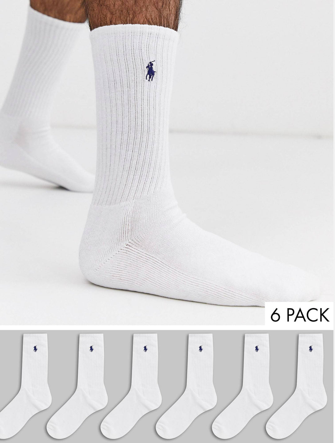 Polo Ralph Lauren 6 pack crew socks in white