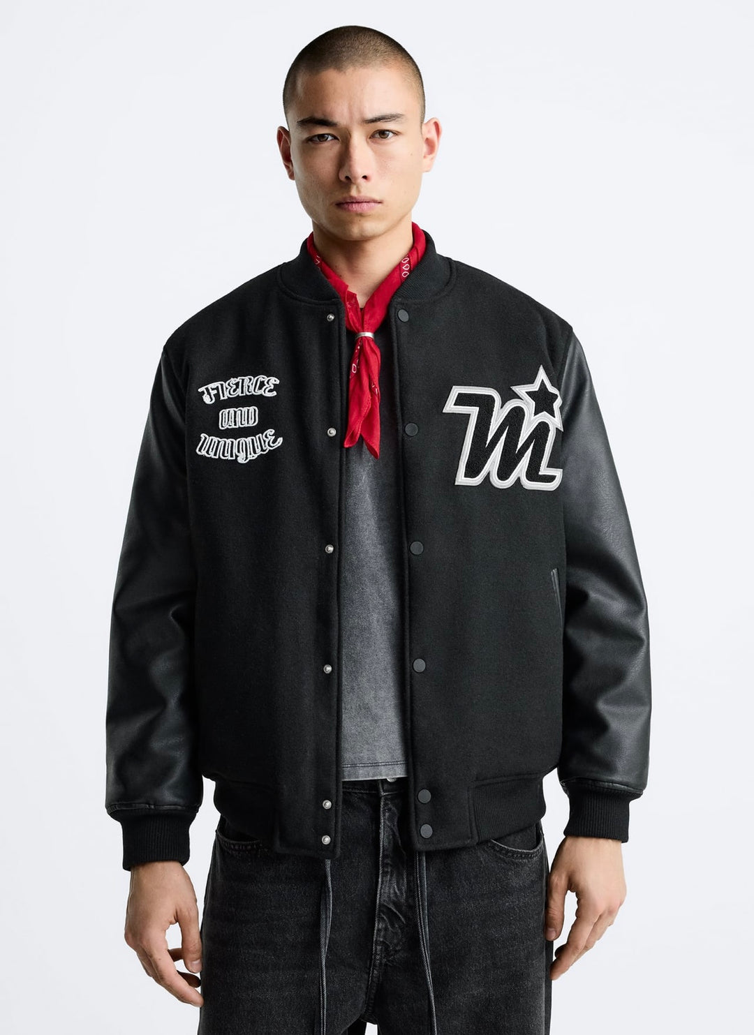 ZARA BOMBER JACKET WITH PATCHES