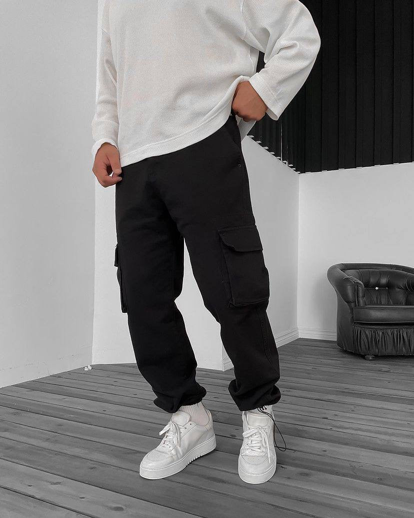 Difransel baggy cargo jeans in black