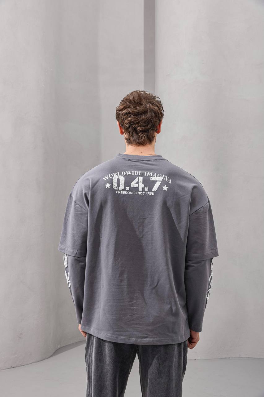 2morrow Overized Wild Life Long Sleeve T-shirt in grey