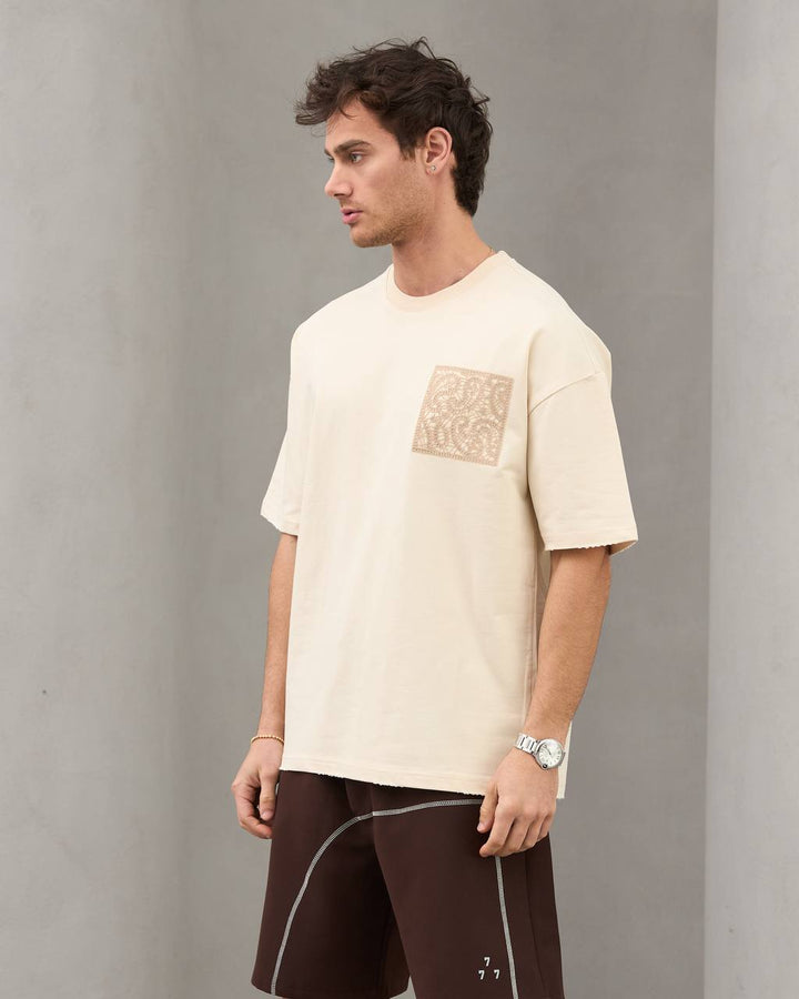 2morrow embroidered paisley T-shirt in beige