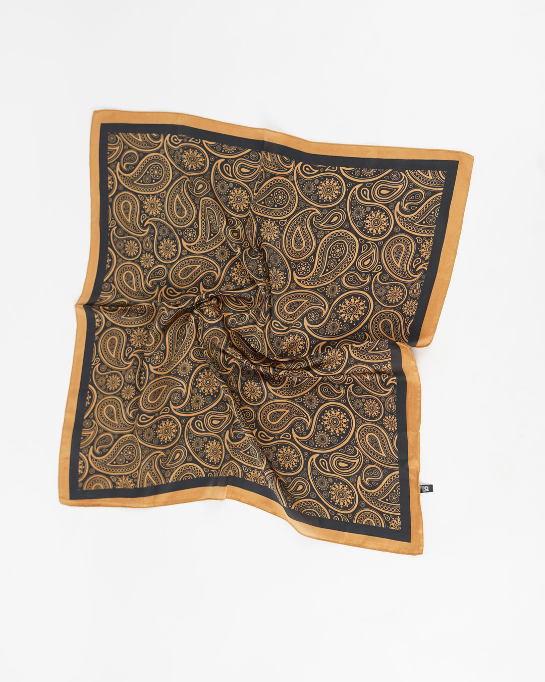 Brown Edge Paisley Print Silk Scarf