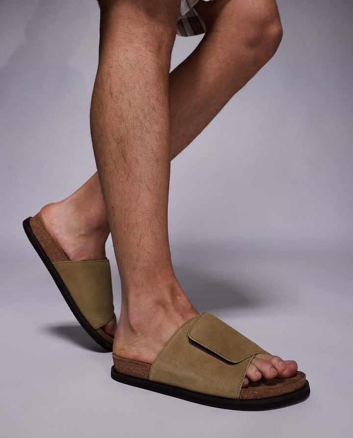 Ruizustock Cork Sandal Slippers in khaki