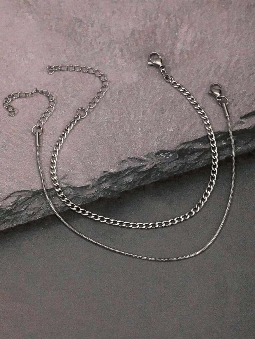 2pcs Cool & Trendy Men Link Double-Layered Bracelet