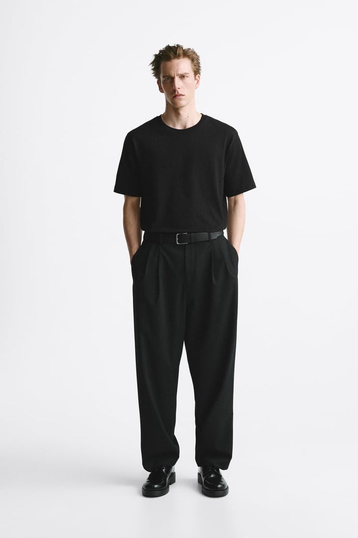 GIESTO pleated trousers in black