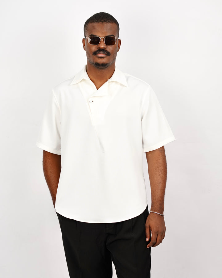 M Studio Flap Polo Shirt in White