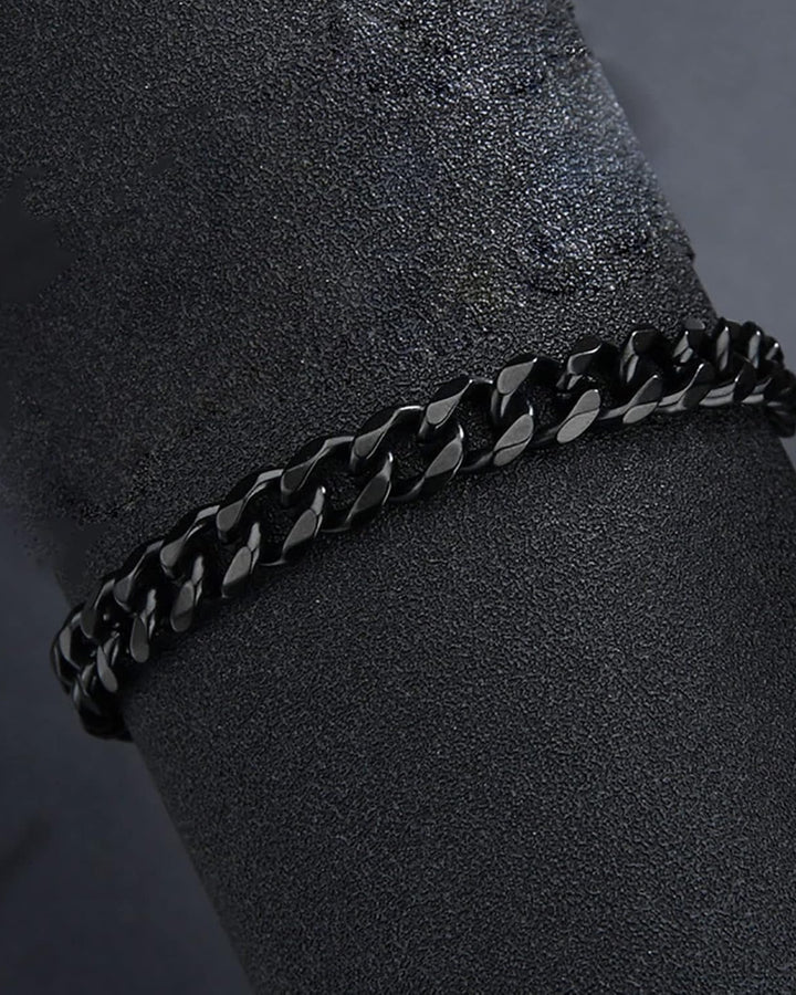 Cuban link bracelet in gun black