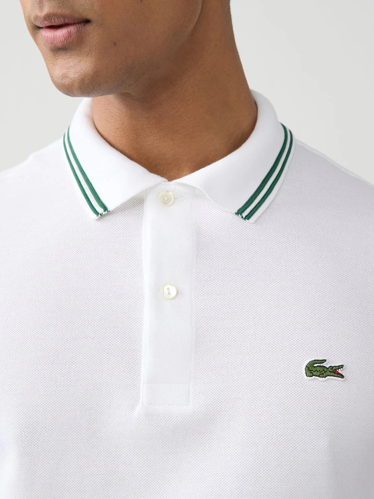 Lacoste Tipped Short Sleeve Polo Shirt in White