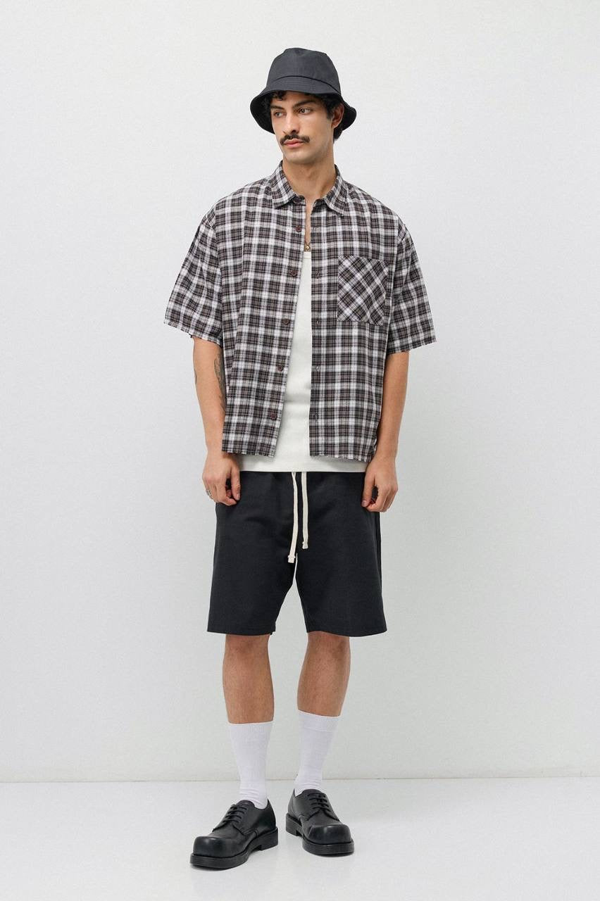 Vamos Plaid Short Sleeve shirt in brown